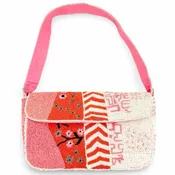 America & Beyond Shoulder Bag — Orange, pink and white beaded