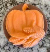 Pumpkin shaped goat milk soap