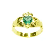 0.47 ct. Women's Emerald Claddagh Ring 14K Yellow Gold