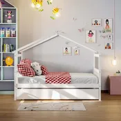 Hausbett aus Holz mit Ausziehbett