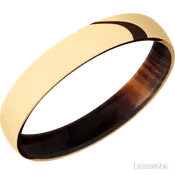 4 mm wide Domed 14K Yellow Gold band featuring a Cocobolo sleeve.