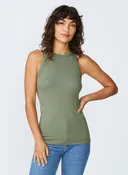 2X1 Rib High-Neck Tank in Artichoke