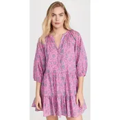 Apiece Apart Mini Mitte Dress Sunfaded Floral Pink Blue Organic Cotton Small