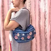 Blue Floral Crescent Bag — C'Mere Nola