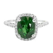 14K White Gold Tsavorite and Diamond Ring