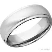 7 mm wide Domed Stepped Down Edges 14K White Gold band.