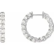 14K White Gold 2 1/5 CTW Lab-Grown Diamond Inside-Outside 19.7 mm Hoop Earrings