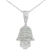 10K WG Natural Diamond Hamsa Pendant Chain for Women