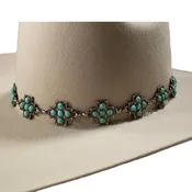 3D Turquoise Stone Cross Hatband
