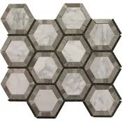 3 Marble Gray Hexagon Mosaic Wall & Floor Tile