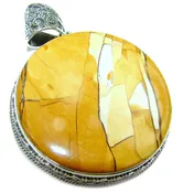 58.9 grams Australian Bracciated Mookaite Jasper   .925 Sterling Silver handcrafted pendant