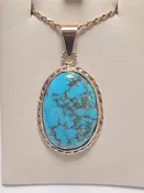 10K Gold Pendant Oval Turquoise 8g