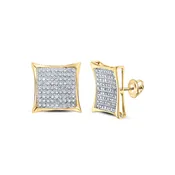 10kt Gold Diamond Square Earrings 1/2 Cttw