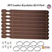 Blank Leather Keychains 3/4"Dark Brown-8 Pack