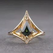 1.01 Carat Teal Kite Sapphire and Diamond Engagement Ring, Arwen Setting, 14K Yellow Gold