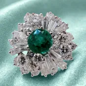 Emerald and Diamond Snowflake Ring