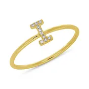0.03ct 14k Yellow Gold Diamond Lady's Ring - Letter I