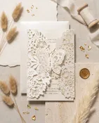 18th Birthday Lasercut Custom Invitation Card Pearl White Gate Fold AML-195