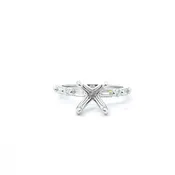 14K White Gold Diamond Semi-Mount Ring, 8MM Center, 0.34ctw Accents with Round and Baguette Diamond Pattern
