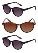 3 Pair of “The Brilliance” Full Reader Lens Unisex Sunglasses (no bifocal) – Spring Hinges & UV400 Protection