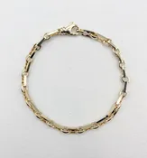 Yellow 14 Karat Gold Geometric Rectangle Link Bracelet — McGough & Company