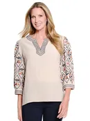 3/4 Puff Sleeve Woven Top by Multiples