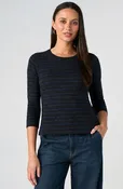 3/4 SLEEVE KNIT TOP W/ RIB TRIM