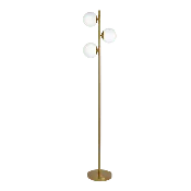 Brilliance Modern Gold Brush Floor Lamp, Opal Glass Shades and Round Metal Base