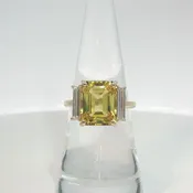 14K Yellow Gold Emerald-Cut Yellow Sapphire & Baguette Diamond Ring