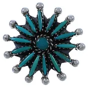 Authentic Silver Needlepoint Turquoise Ring Size 5-1/4 WX34514