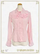 B48BL444 Double Collar Pin-tucked Sleeve Blouse