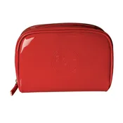 Coral Patent Logo Cosmetics Bag
