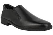 Esse Comfort Men's Leather Cushioned Plain Toe Slip-On - Black