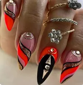 24Pcs Long Stiletto False Press On Nails (A0635377)