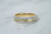 14k .58 ctw two tone double row band with satin finish