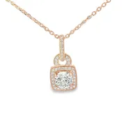 1.52 Carat Round Diamond Rose Gold Pendant