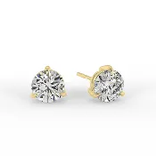 3 Prong Brilliant Round Diamond Earrings