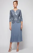 Angela Sequin Scoop-Neck Jacket Dress