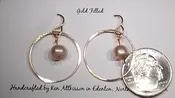 14K Gold Filled Handmade earrings circle w/champagne pearls
