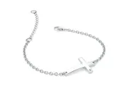 .01ct. Diamond Cross Bracelet in Sterling Silver