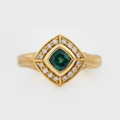 Alexandrite Redwood Bark Halo Ring