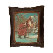 A Happy Christmas Leather Pillow