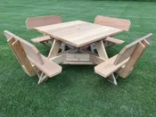 45″ Square Picnic Table with Backs on Seats