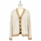 Ann Taylor Cardigan — Tan and white pattern — Size XS