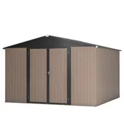 10′ X 10′ Metal Storage Shed For Ourdoor, Steel Yard Shed With Design Of Lockable Doors