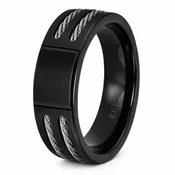 Black Titanium Two Cable Ring - 7mm