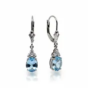 14kw Aquamarine and Diamond Earrings