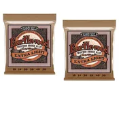2 PACK Ernie Ball P02150 Earthwood Extra Light Phosphor Bronze Acoustic String Set, .010 – .050
