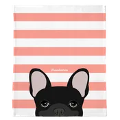 Black French Bulldog on Peach Stripes | Frenchie Blanket
