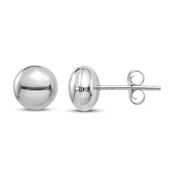 Button Stud Earrings 14K White Gold